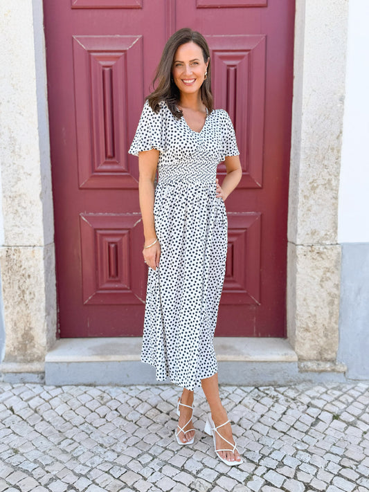 Maddie Short Sleeve Dress - Polka Dot Print