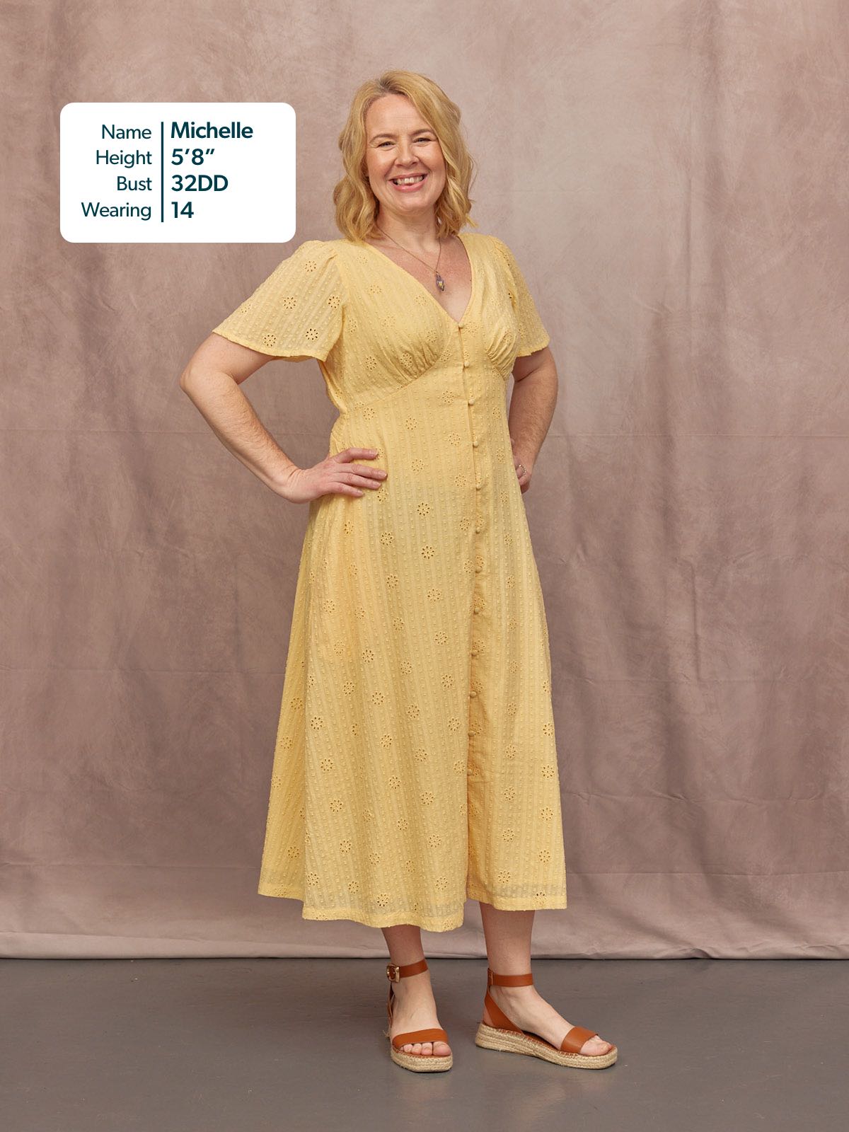 Allegra Broderie Button Through Dress - Yellow