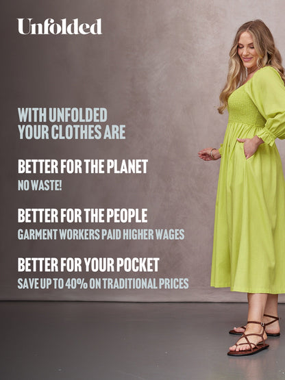 Sam Shirred Dress - Chartreuse