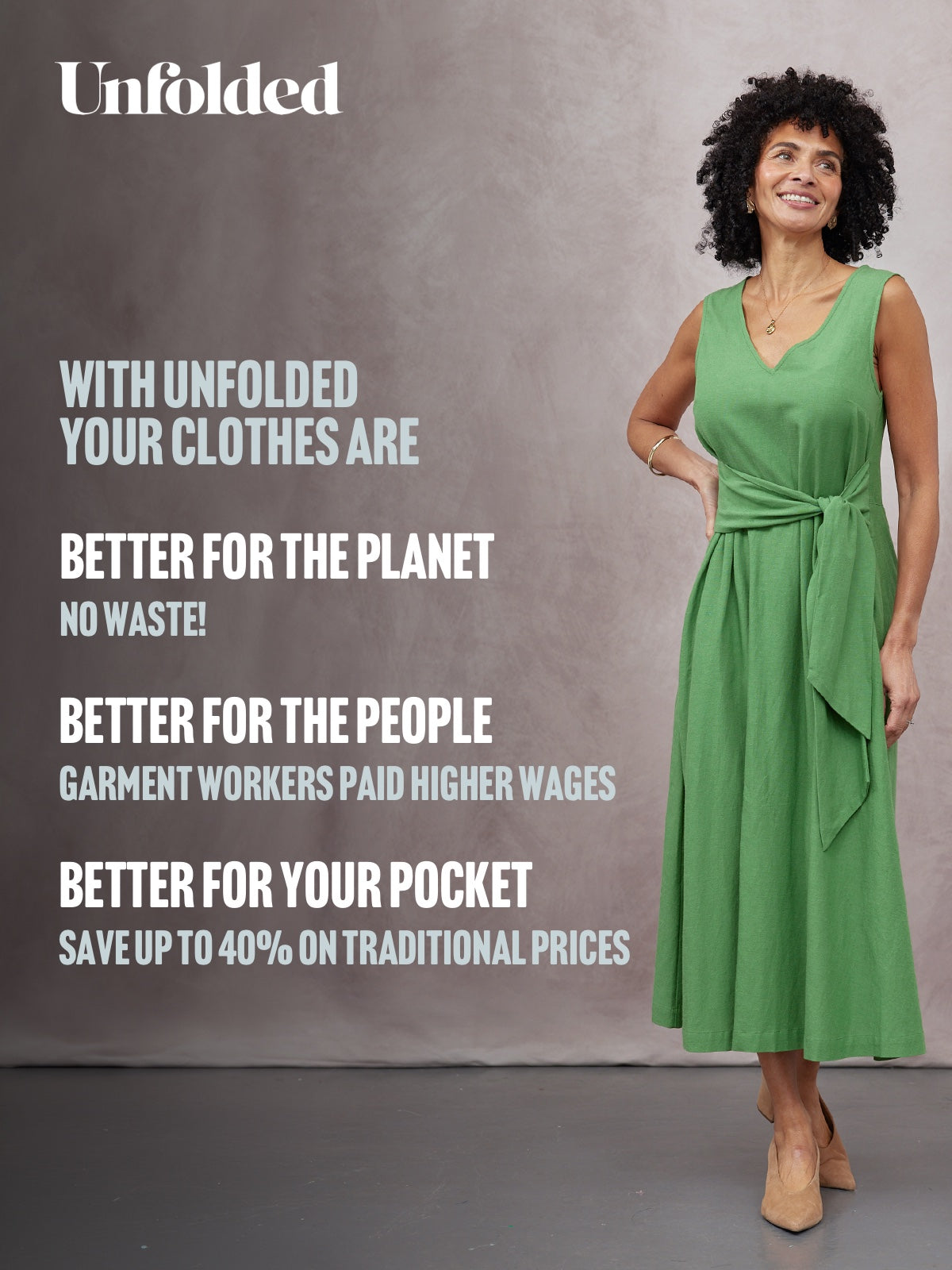 Ruth Sleeveless Tie Waist Dress - Green