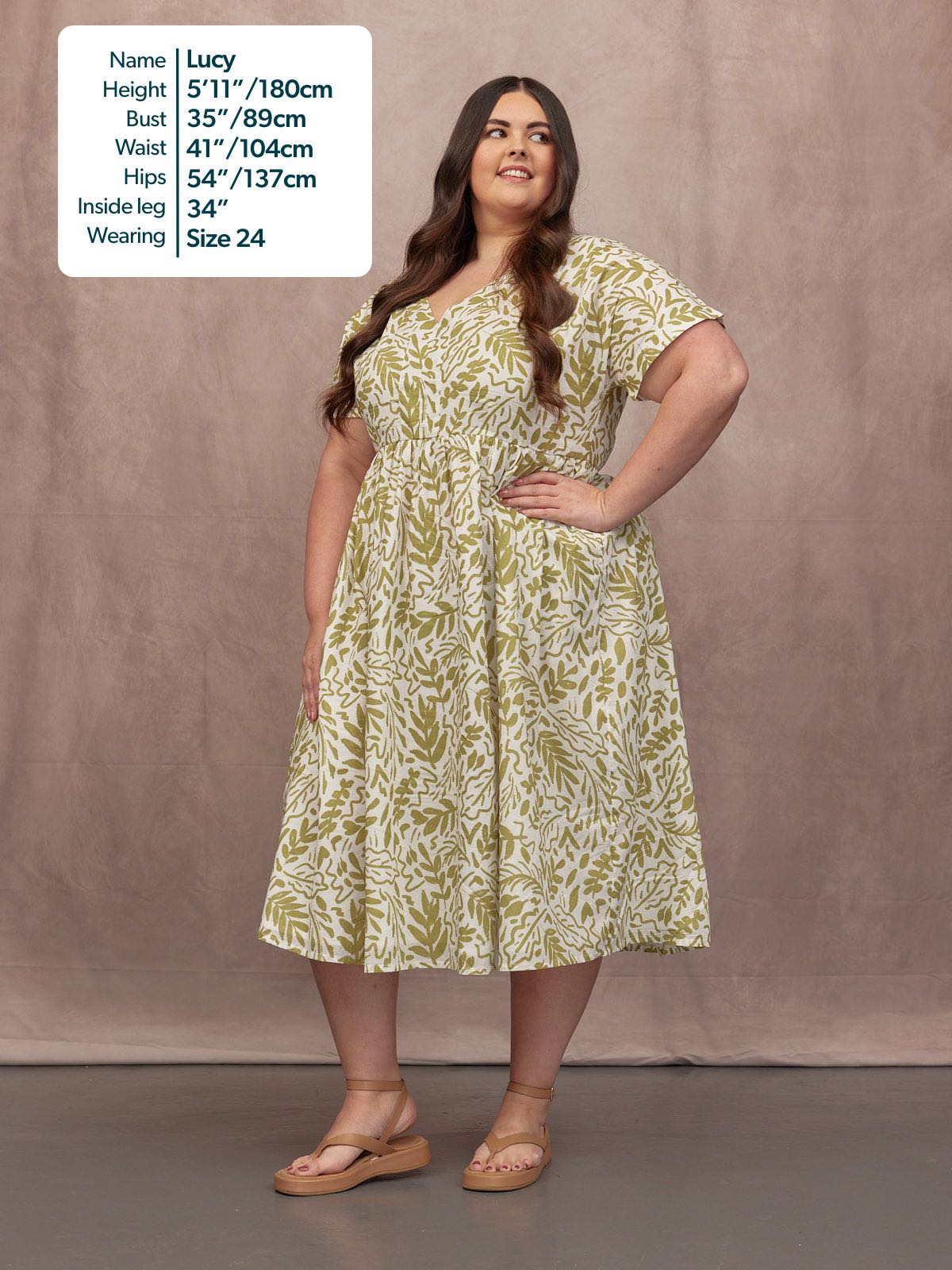 Fern Relaxed Dress - Ecru & Green Leaf Print