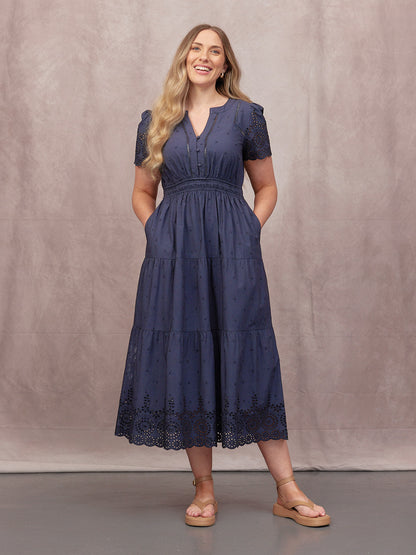 Georgie Cotton Summer Dress - Dark Navy
