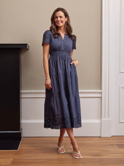Georgie Cotton Summer Dress - Dark Navy