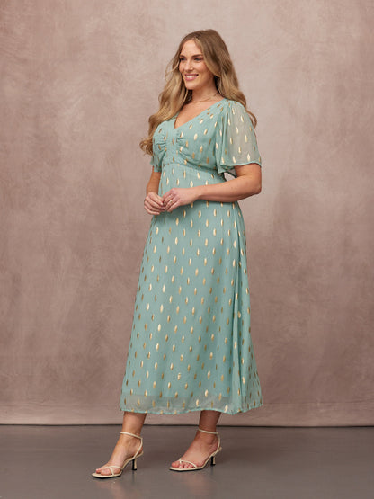 Helena Lurex Dress - Mint/Gold