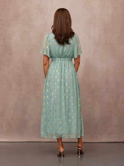 Helena Lurex Dress - Mint/Gold