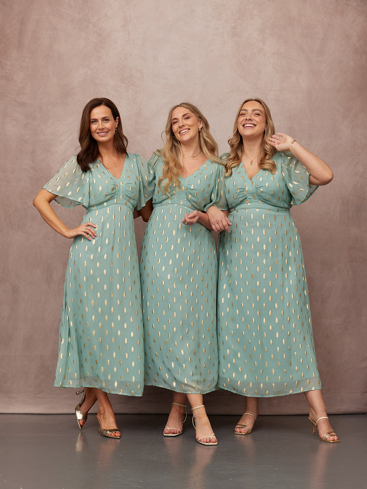 Helena Lurex Dress - Mint/Gold