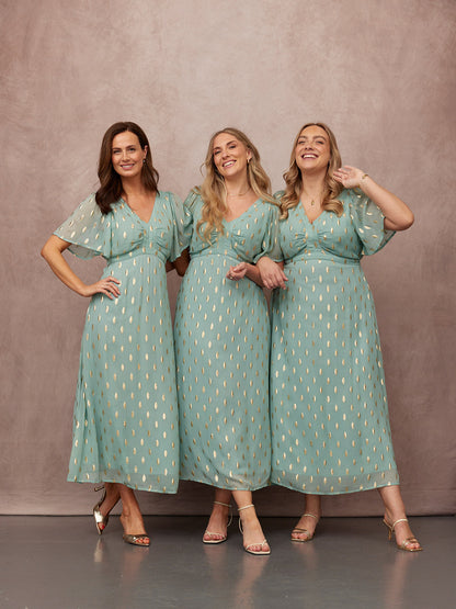 Helena Lurex Dress - Mint/Gold