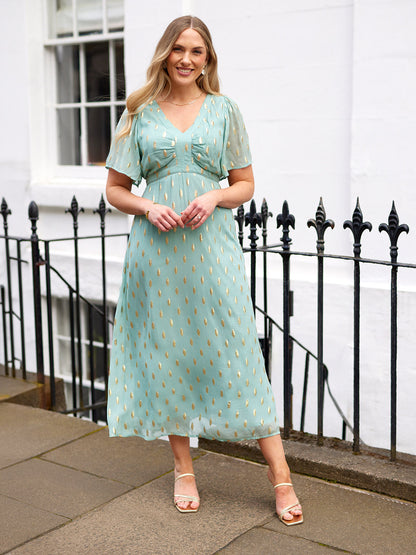 Helena Lurex Dress - Mint/Gold