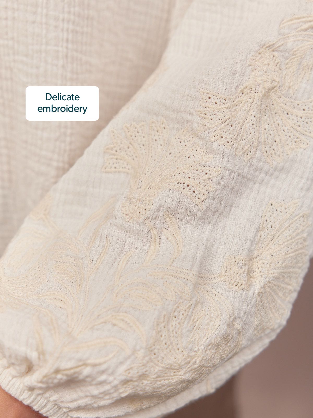 Jayne Embroidered Sleeve Blouse - Ecru