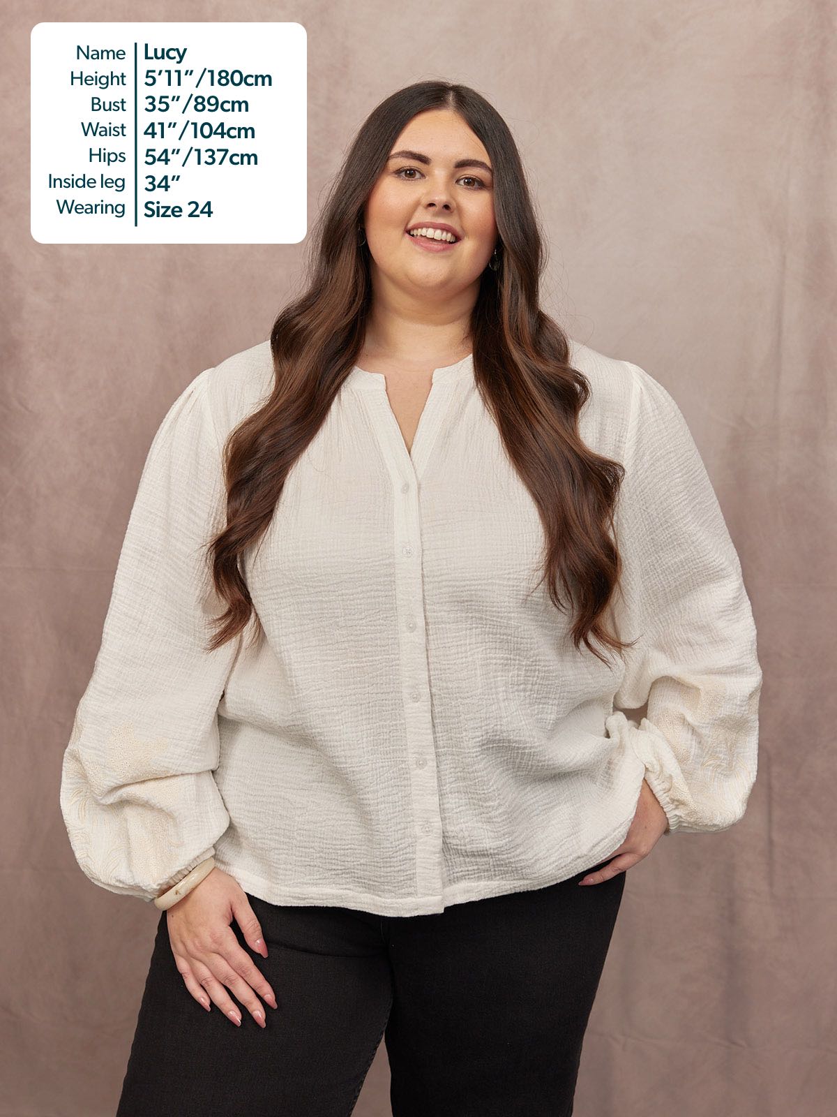 Jayne Embroidered Sleeve Blouse - Ecru