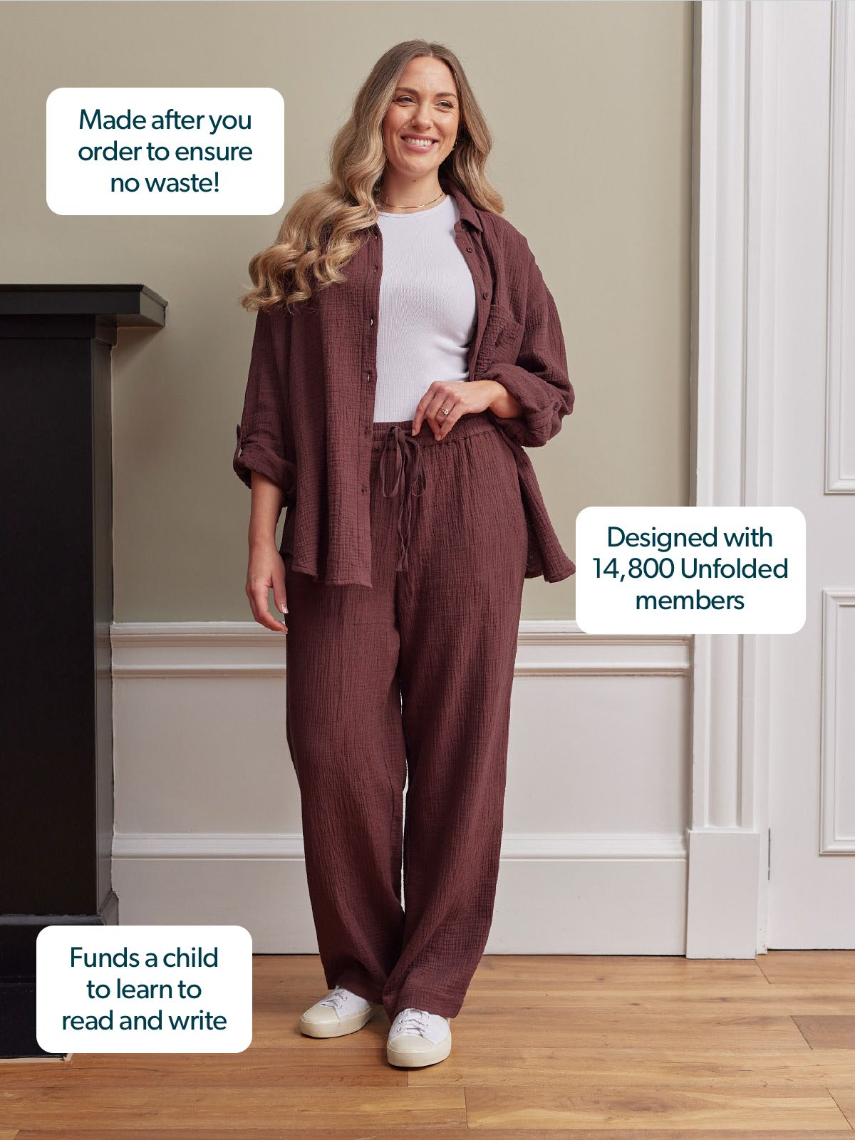 Joy Cotton Crinkle Trouser - Brown