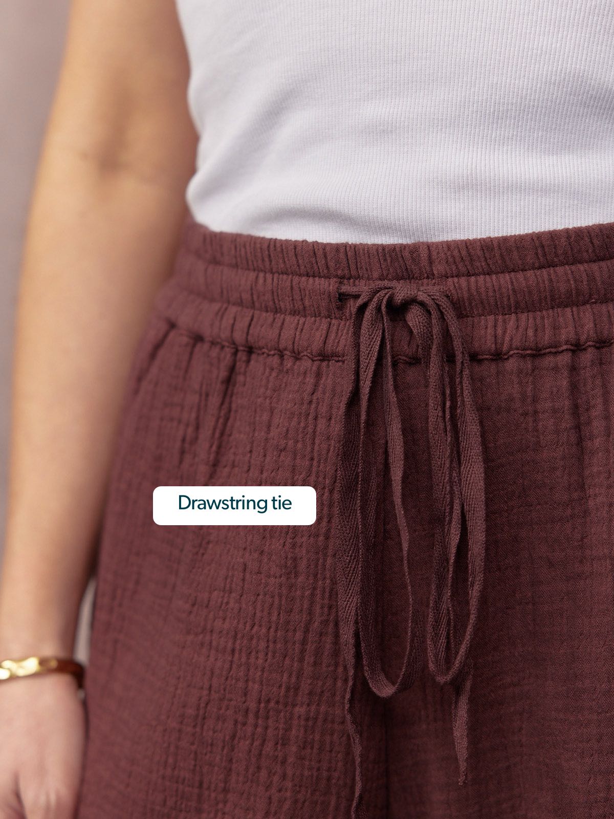 Joy Cotton Crinkle Trouser - Brown