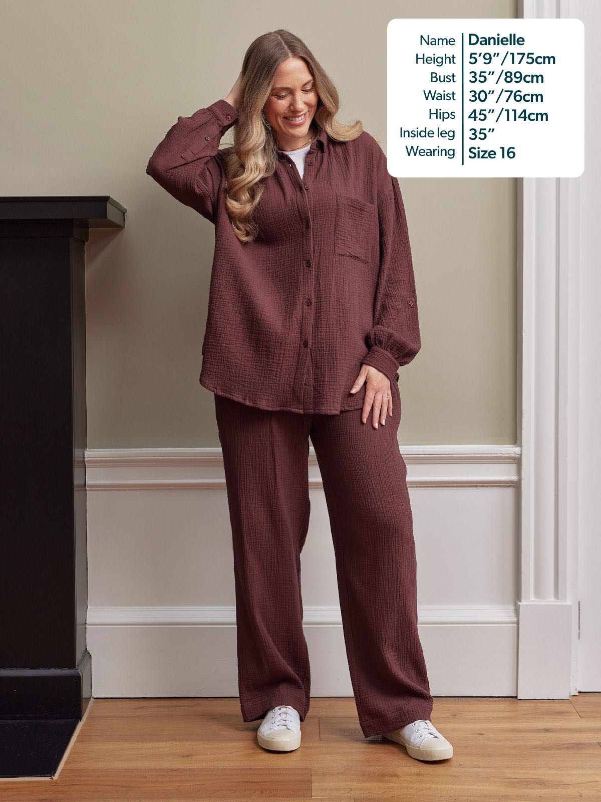 Joy Cotton Crinkle Trouser - Brown