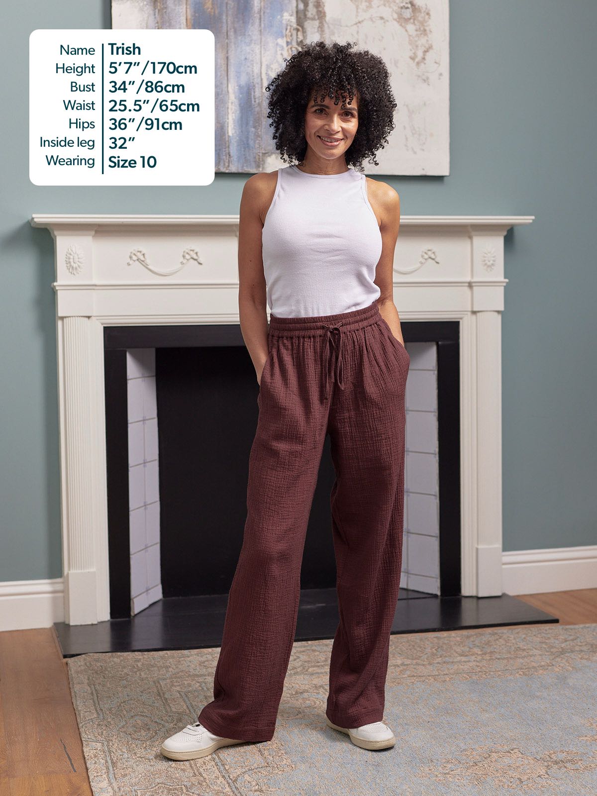 Joy Cotton Crinkle Trouser - Brown