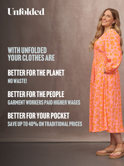 Maddie V-Neck Dress - Pink & Orange Floral Print