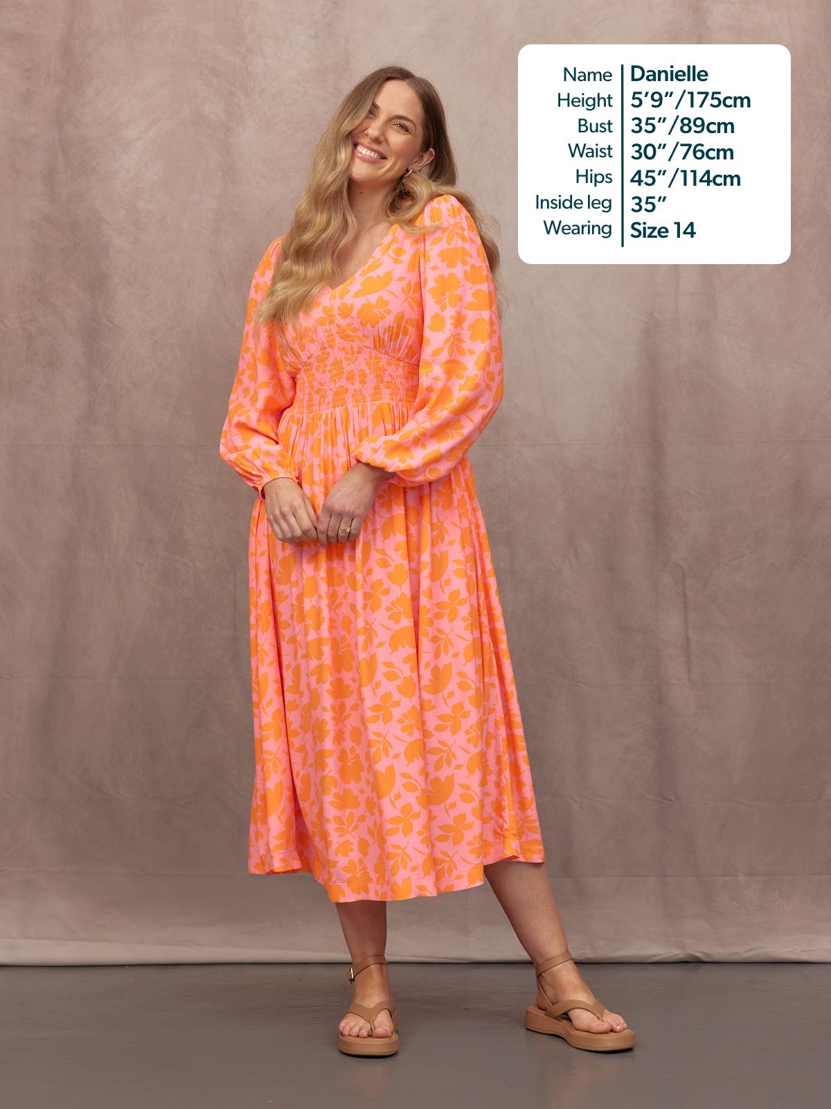 Maddie V-Neck Dress - Pink & Orange Floral Print