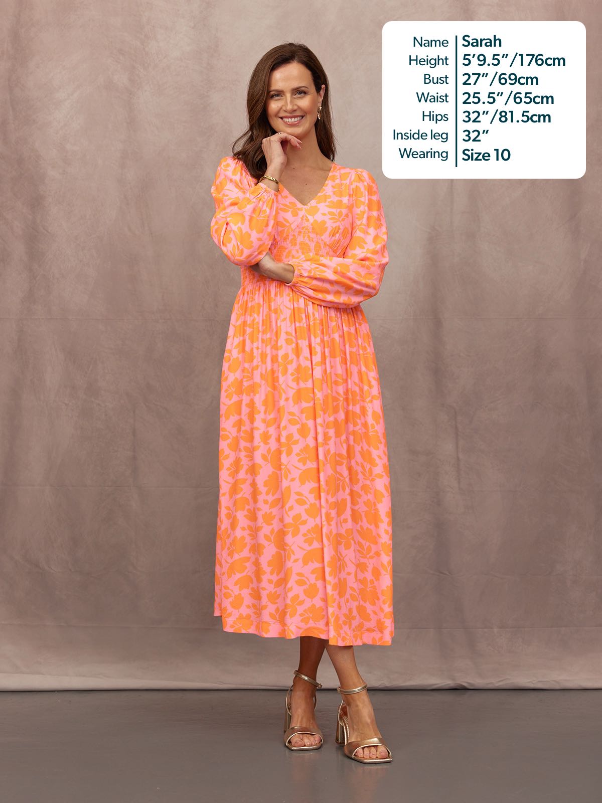 Maddie V-Neck Dress - Pink & Orange Floral Print