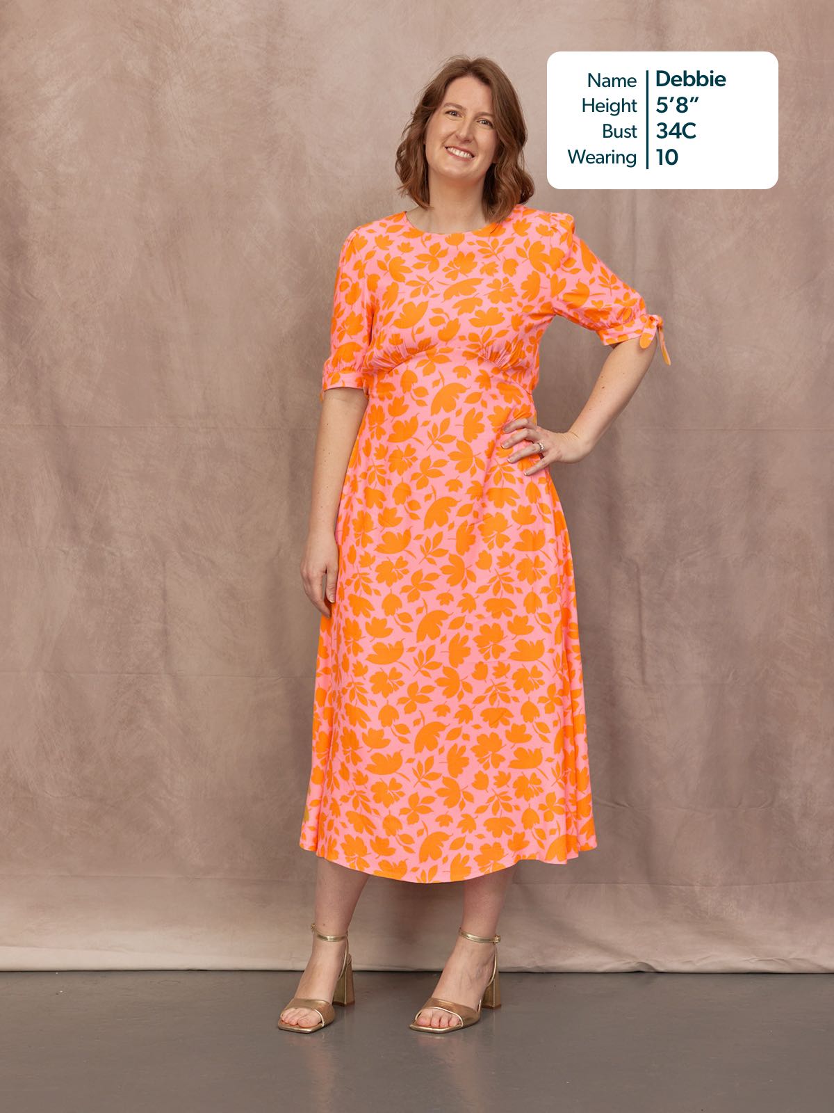 Sally Grace Tie Sleeve Dress - Pink & Orange Floral Print