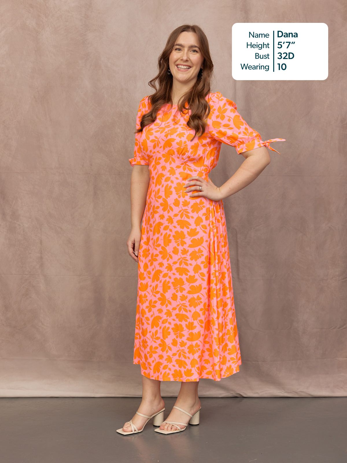 Sally Grace Tie Sleeve Dress - Pink & Orange Floral Print