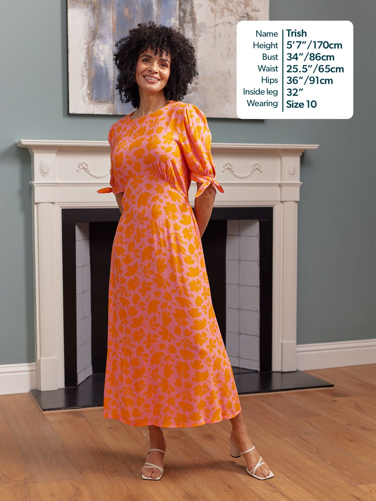 Sally Grace Tie Sleeve Dress - Pink & Orange Floral Print