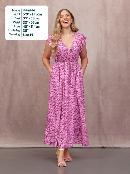 Susan Maxi Dress - Pink Dot Print