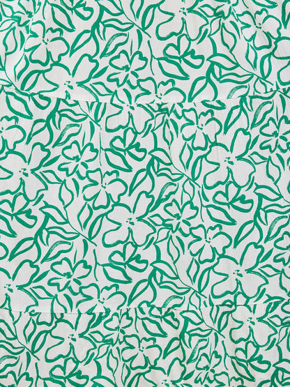 Susan Maxi Dress - White & Green Linear Print