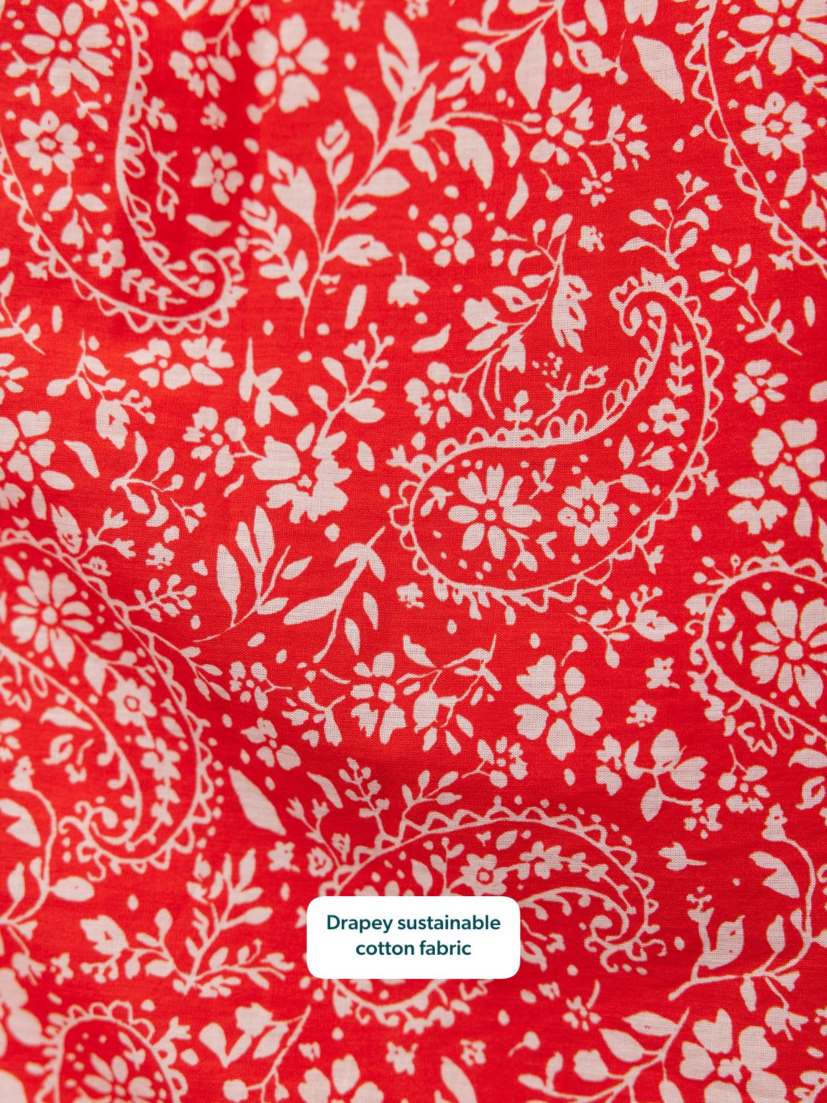 Cindy Kimono Sleeve Midi Dress - Red & Ecru Paisley Print