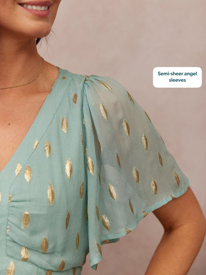 Helena Lurex Dress - Mint/Gold