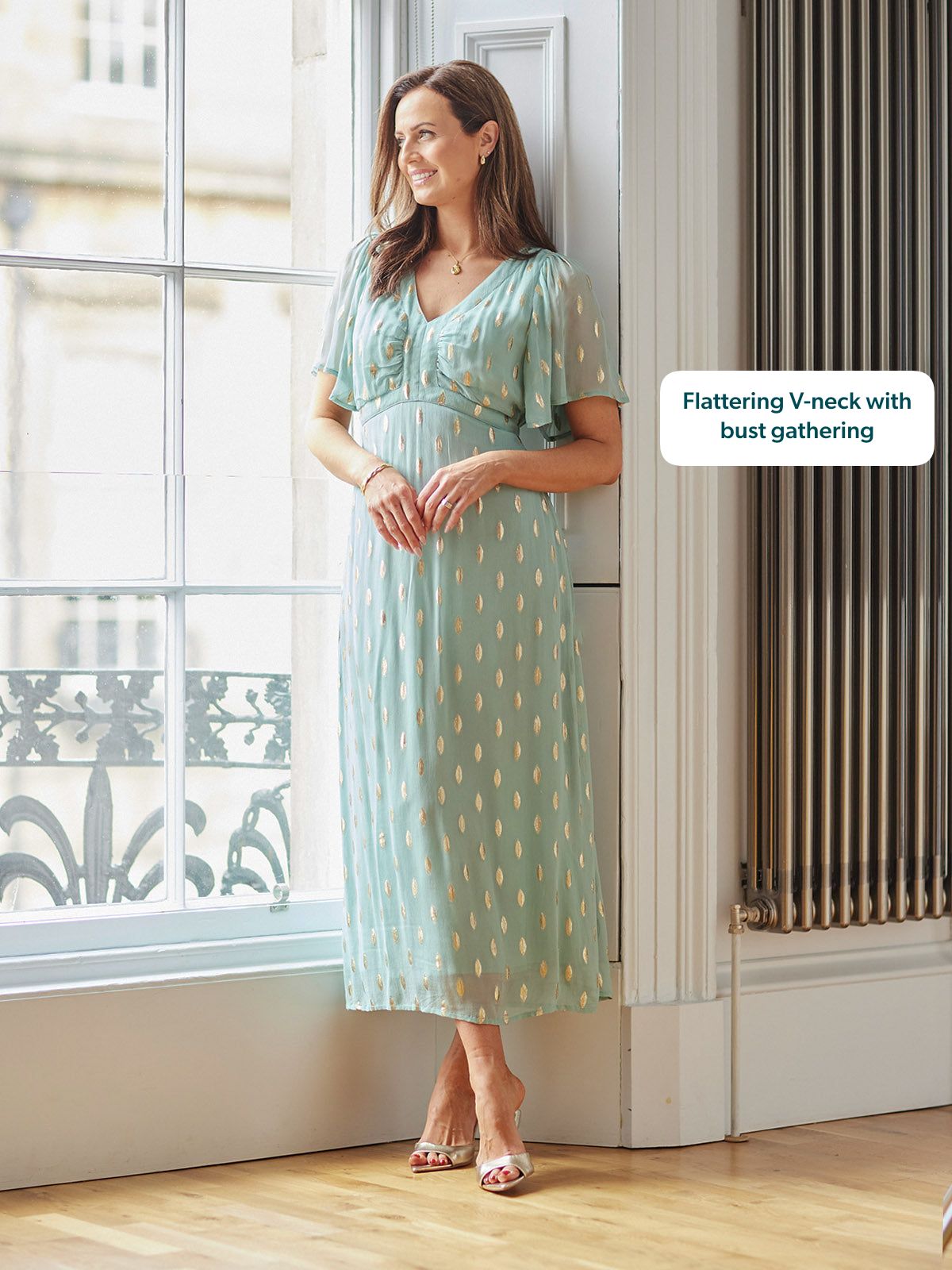 Helena Lurex Dress - Mint/Gold