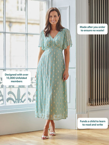 Helena Lurex Dress - Mint/Gold
