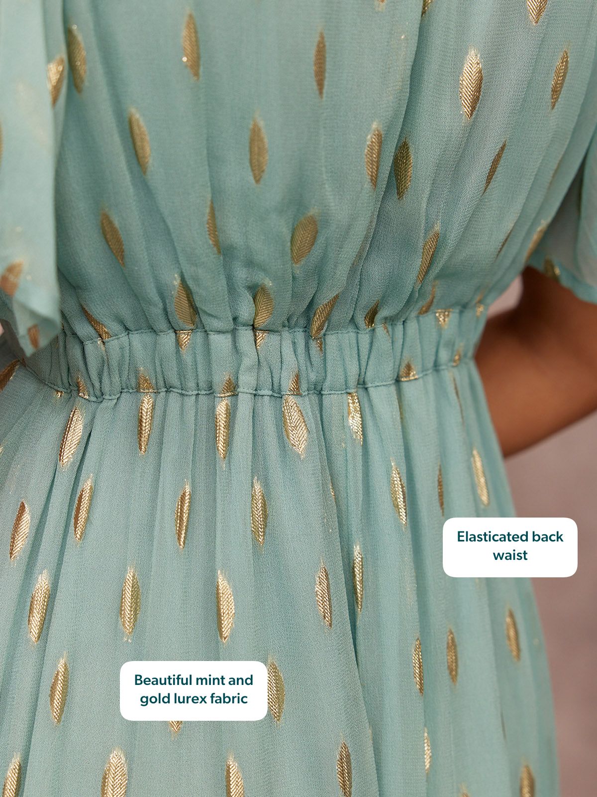 Helena Lurex Dress - Mint/Gold