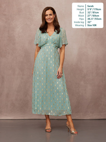 Helena Lurex Dress - Mint/Gold