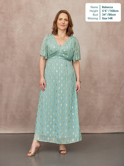 Helena Lurex Dress - Mint/Gold