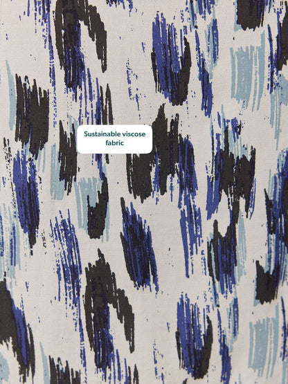 Maddie Short Sleeve Dress - Navy Ikat Print
