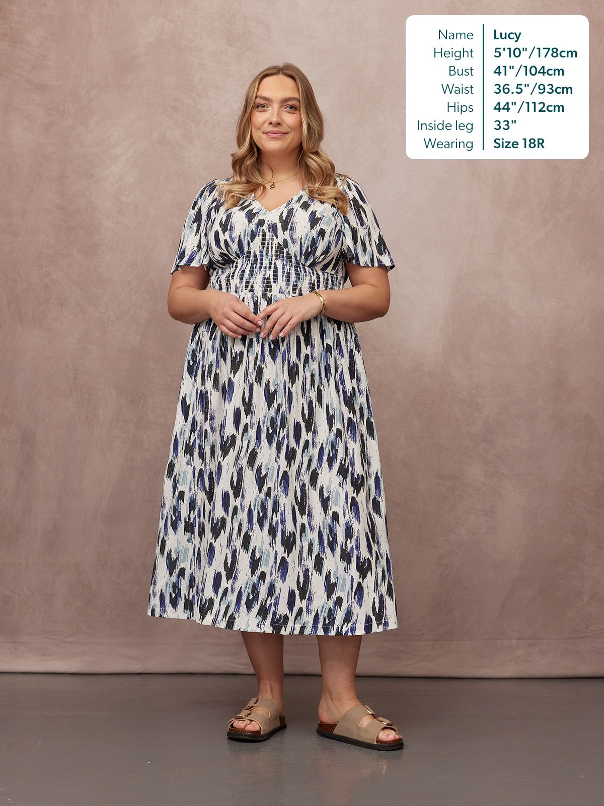 Maddie Short Sleeve Dress - Navy Ikat Print