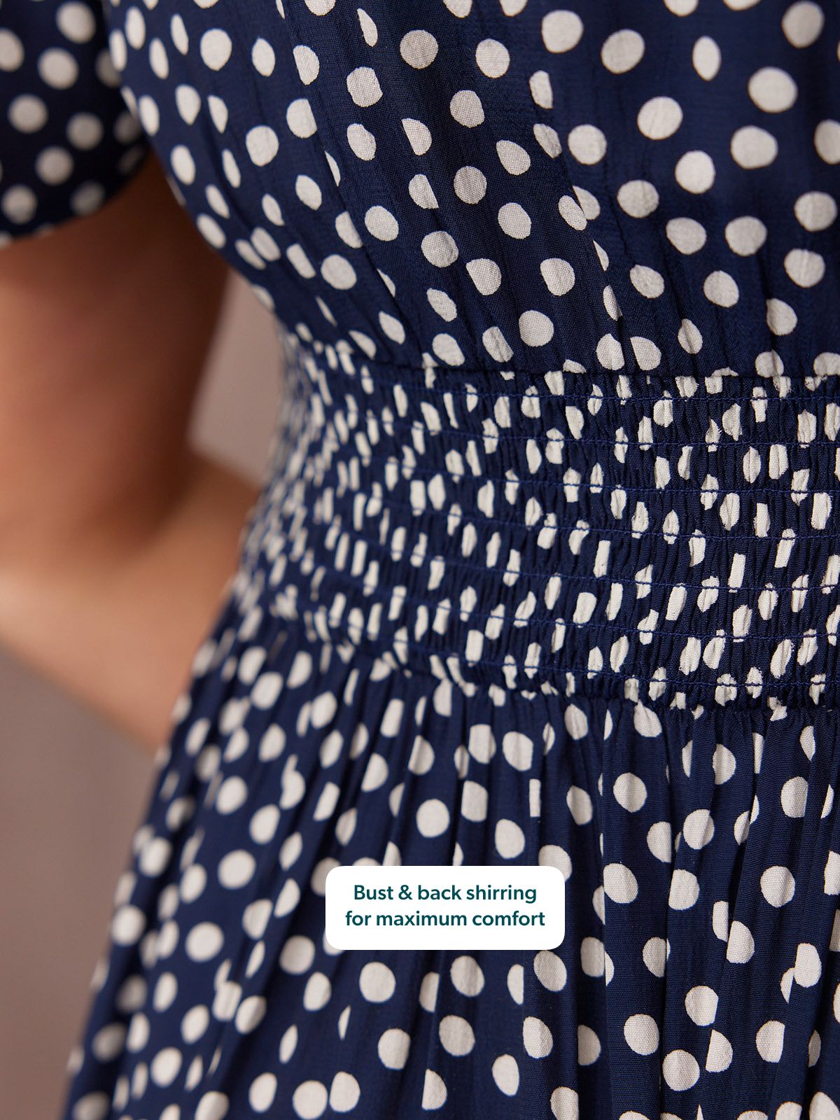 Maddie Short Sleeve Dress - Navy Polka Dot Print
