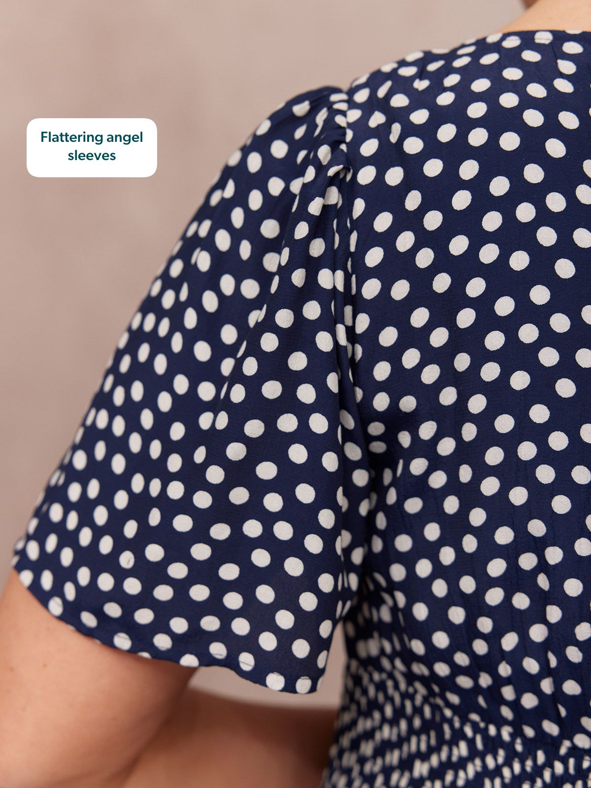 Maddie Short Sleeve Dress - Navy Polka Dot Print