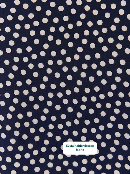 Maddie Short Sleeve Dress - Navy Polka Dot Print