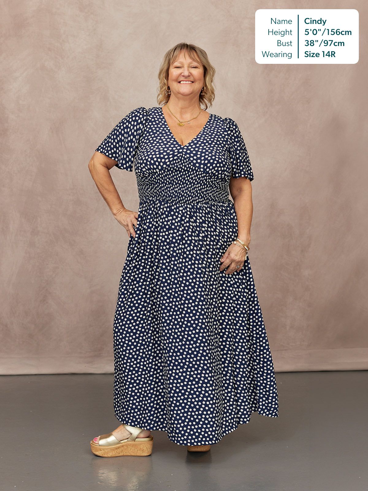 Maddie Short Sleeve Dress - Navy Polka Dot Print
