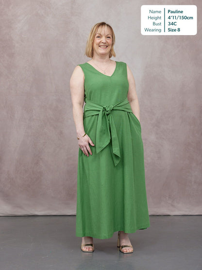 Ruth Sleeveless Tie Waist Dress - Green