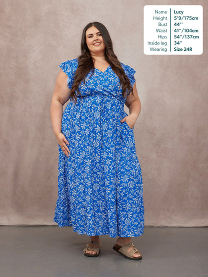 Susan Maxi Dress - Blue & White Floral Print