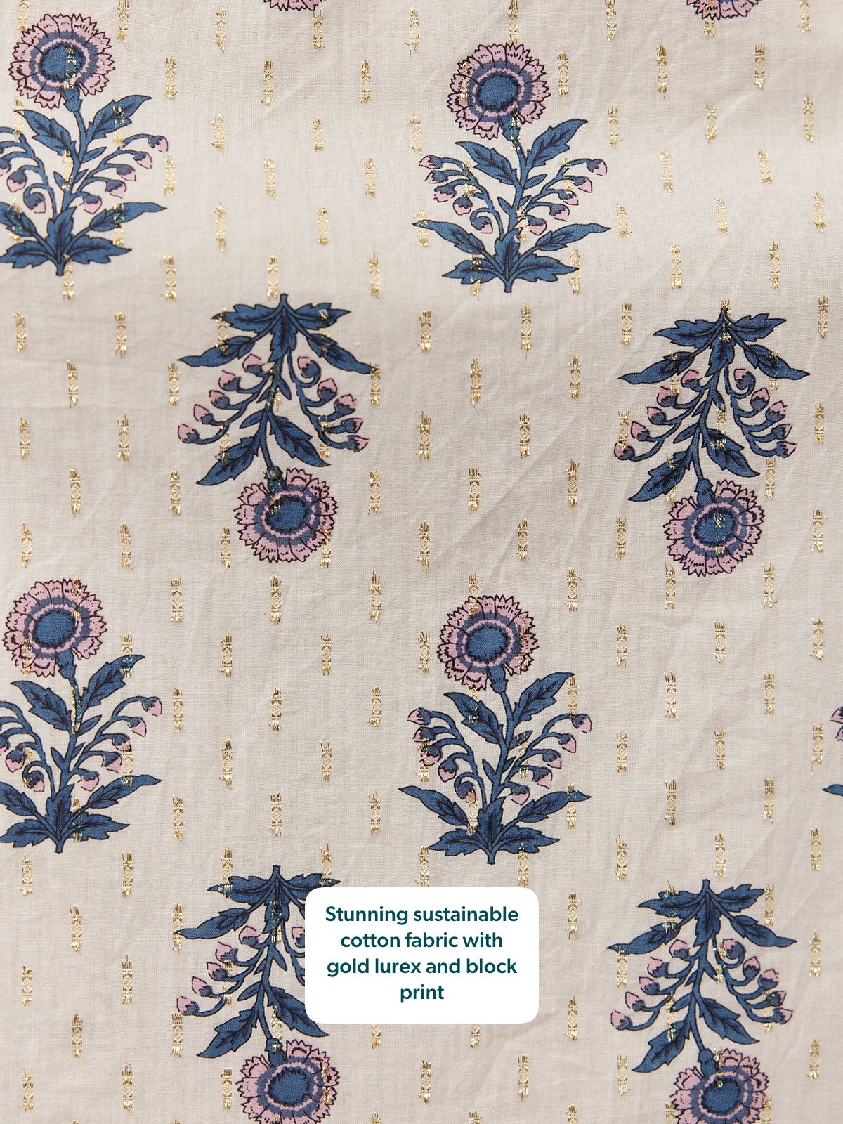 Tara Lurex Summer Dress - White & Blue Floral Print